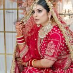 Traditional Indian bride in red and gold wedding attire full body portrait - Indian weddings in Melbourne